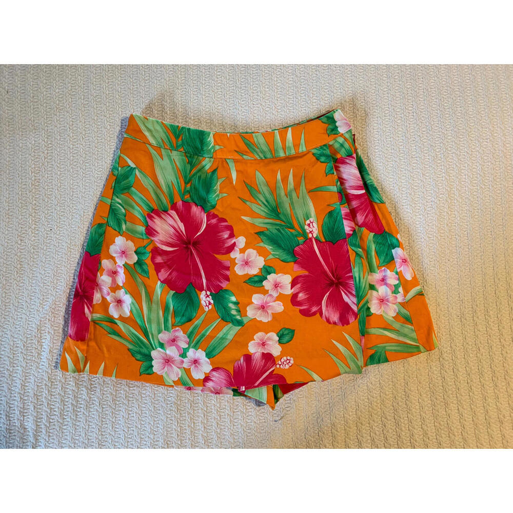 Vintage 90s Cache Skort Skirt Shorts Hot Pants Y2K Tropical Flower